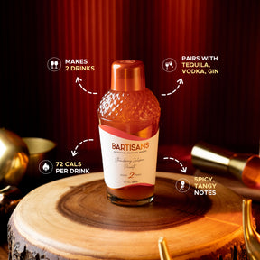 Strawberry Jalapeno Picante bottle with callouts for servings, calories per drink, spirit pairings and taste notes