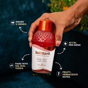 Ruby Rush 2-serve bottle with cocktail