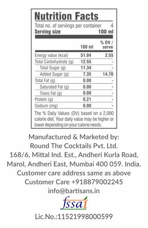 Nutritional value of Bartisans Abracadabra Cocktail Mixer