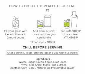 Instructions on how to make drinks using Bartisans Cocktail Mixers