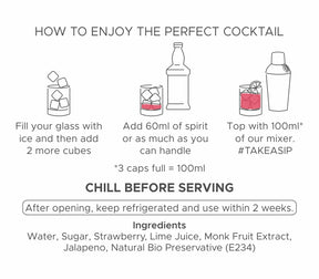 An image displaying step-by-step instructions for making a cocktail using the mixers. The instructions are shown in clear, easy-to-read text and include illustrations of the various mixers being used. The necessary ingredients and tools, such as glasses and shakers, are also shown in the image. The background is a neutral color to make the text and illustrations stand out.